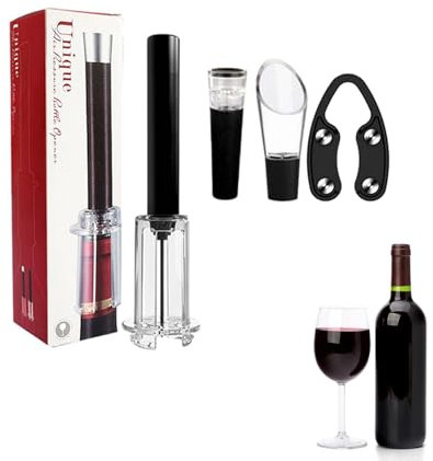 Juego de abridor de vino tinto, juego de abridor de botellas | Accesorios para vino Kit de abridor de vino multifuncional Tapón de vacío | Abridor de botellas de vino Manual, práctico y resistente, pa