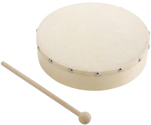Handhållen trumman - Portabel träknrumset, utbildningsskakningsinstrument | Percussion träramtrumma med trumpinne, mångsidig musikinstrument för skolfester, (8 tum 10 tum) [Android]