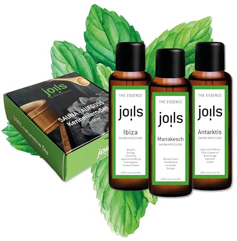 JOILS® Saunaaufguss Set V, 3x100ml, 100% naturreines Öl für Ihre Sauna, BIO-Saunaöl im Geschenkset, vom Familienbetrieb aus dem Schwarzwald