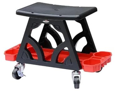 RLVYTA Werkstatt Rollhocker Garagen-Rollsitz mit eingebauter Aufbewahrungsschublade und Werkzeughalter, Roll-Rollsitz für die Garage Rollhocker(Black)