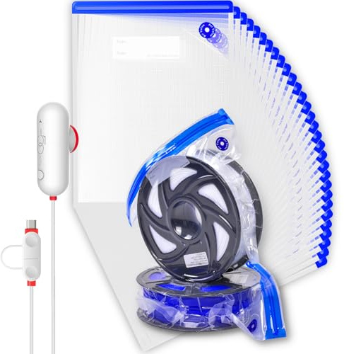 Vacbird Vakuum-Filament-Kit (30 × 34 cm) mit USB-Pumpe & 30 Beuteln – Wiederverwendbar | Staub- & Feuchtigkeitsschutz | Versiegelt alle Filament-Spulen (PLA/ABS/TPU)