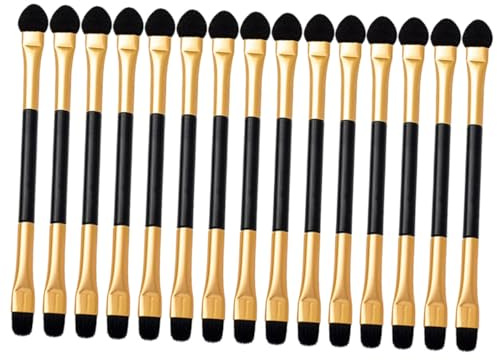 VINTORKY Applicateurs de Fard à Paupières Faciles à Saisir Lot de 15 Double Face en Plastique et Fibre, Pinceaux de Maquillage pour Femmes, pour Maquillage des Yeux