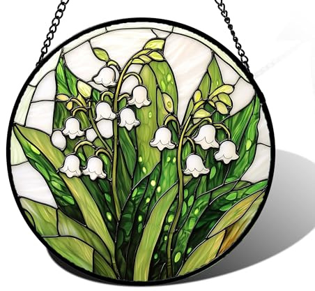 Acchiappasole vetro colorato acrilico doppia faccia con mughetto decorativo decorazione luminosa da appendere per finestra balcone terrazza giardino casa ufficio e decorazione interni esterni20X20CM