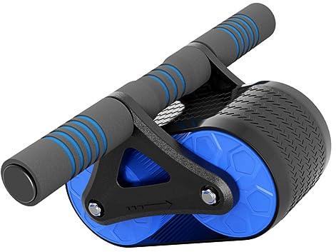 WOONEKY Professionelles Bauchtrainer Rad mit Dicken Rädern und Rutschfestem Abs Griff für Effektives Training Bauchmuskeln für Anfänger Profis Himmelblau
