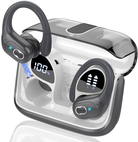 ZYHKON Auricolari Wireless Bluetooth 5.4 Cuffie In-Ear con Microfono, HiFi Stereo IP7 Impermeabili, Grigio Ferro
