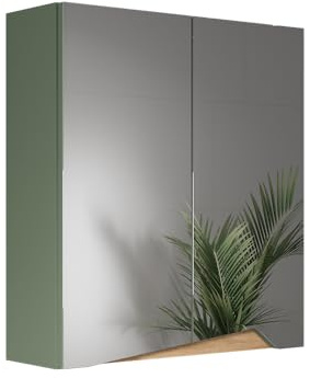 Vicco Spiegelschrank Marelle, Grün/Artisan, 60 x 67 cm | mit höhenverstellbarem Einlegeboden, zur Wandmontage geeignet und kombinierbar mit Marelle Möbeln