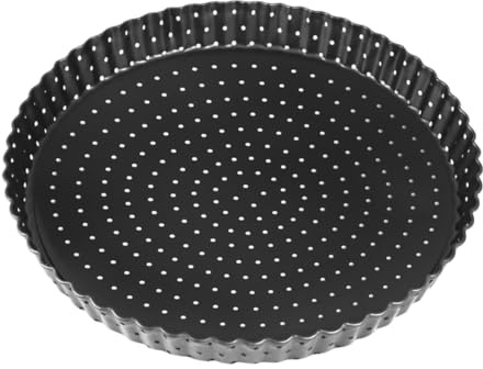 MUELODSIC Molde Para Pizza Redondo De 23 Cm Antiadherente De Acero Al Carbono Con Fondo Desmontable Perforado Para Hornear Profesional En Horno Doméstico y Comercial