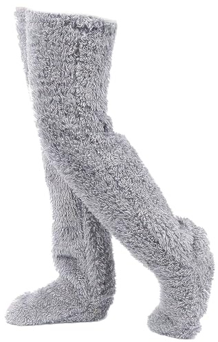 BLUEZY Scaldamuscoli in Pile Termico Peloso Spesso E Alto, Ginocchiere, Scaldamuscoli, Calze in Peluche Caldo, Calze Antiscivolo, Ginocchiere per Gambe, Protezione per Donne, Uomini F
