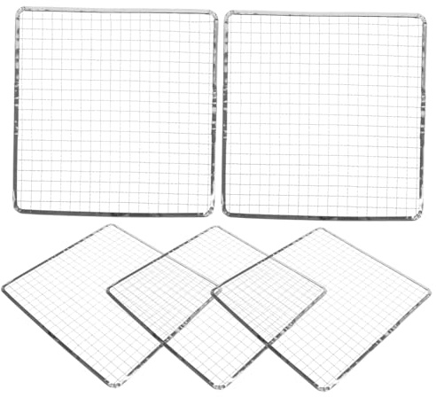 Lot de 5 tapis de cuisson rectangulaires antiadhésifs pour barbecue en plein air et barbecue à la maison - Feuilles en maille résistante à la chaleur pour une cuisson parfaite et un nettoyage facile