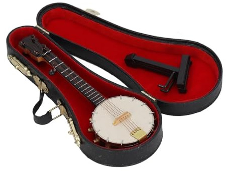 Coffrets De Figurines D'instruments De Musique Mini Banjo Robuste avec Support Et Étui