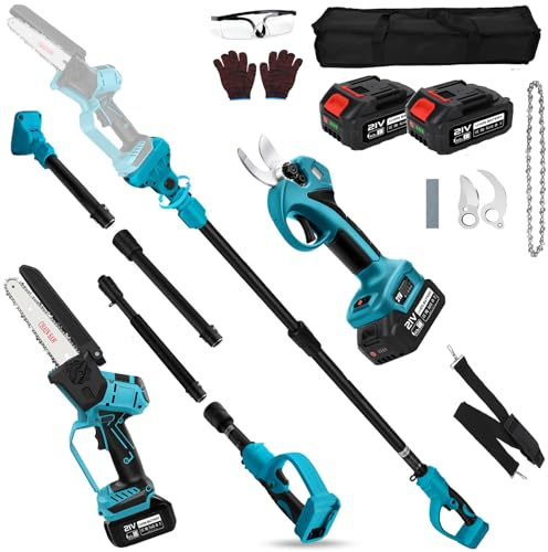Mini Tronçonneuse et Secateur à Batterie Télescopique 21v 4000mAh