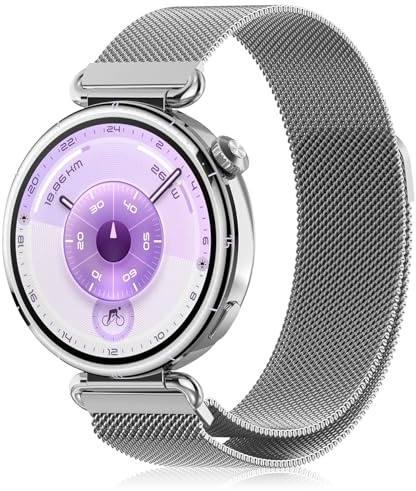 YealRed 18 mm metallarmband kompatibelt med Watch GT 6/GT 5/GT 4 41 mm/GT 5 Pro 42 mm, ventilerande nätarmband med magnetspänne för Watch 5 42 mm (silver)