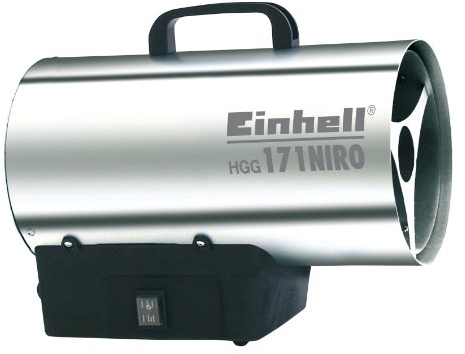 Einhell Heißluftgenerator HGG 171 Niro (17 kW, 700 mbar Betriebsdruck, 1000 m³/h Luftvolumenstrom, Piezozündung, Rückbrandsicherung, Turbo-Ventilator), Silber, Schwarz