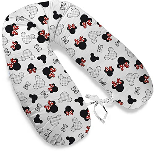 ekm trade 170cm XXL Stillkissen Schwangerschaftskissen Lagerungskissen Seitenschläferkissen große Farbwahl Handmade Baumwolle 100% aus Zertifizierte Materialien (7 – Weiß – Mäuse)