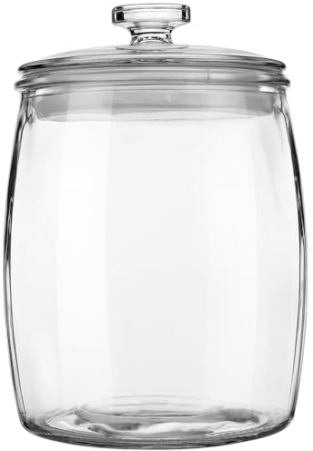 Folinstall Wide Mouth Apothecary Jar with Lid, 0.5 Gallon Glass Jar for Kitchen Storage and Laundry Room Organization, 72 oz Clear Glass Container for Cookie, Candy, Sugar, Flour, Nuts