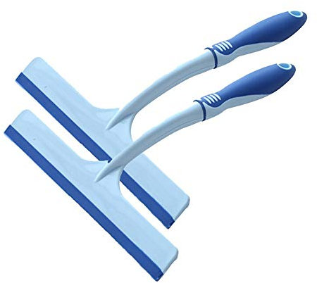 S-R Duschabzieher Duschrakel Glaswischer Plastik Badezimmer Reiniger Haushalt Fenster Putzen 23cm Silikonklinge Einfacher Griff Zum Bad Nasszimmer Wagen 2 Packungen (Blau)