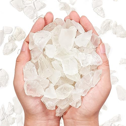 WeDoSoy Versatile Frosted Sea Glass Block - 1LB White Vase fillers, Aquarium Gravels, Sea Glass Decor, Ideal for DIY Crafts, and Home Decor - Perfect for Beach Weddings and More