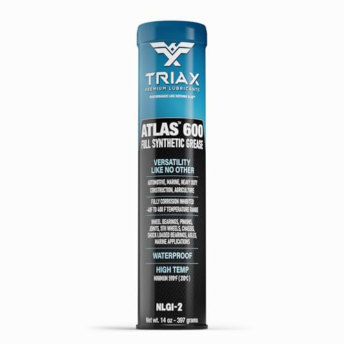 TRIAX Atlas 600 – Full Synthetic Calcium Sulfonate Grease NLGI-2 GC-LB – Waterproof – High Temp 232°C – Extreme Duty EP Grease for Wheel Bearings Trailer Hubs Marine & Industrial Use – 400 g Cartridge