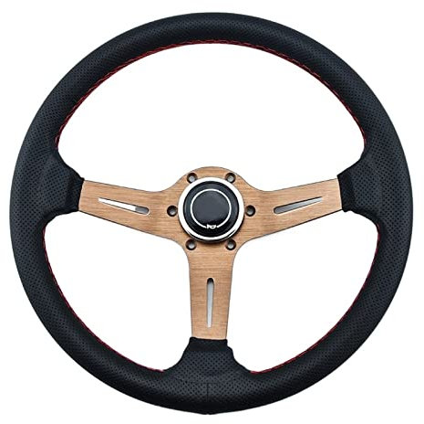 JHVVBFWF Autoteile Driftendes Sportlenkrad Mit Hupenknopf Titanium Deep Dish Racing Car Lenkrad Autolenkrad(Color:Titanium)