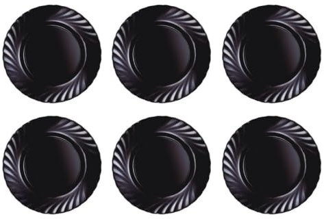 Luminarc Trianon Negro 6 Plato Llano Vidrio 24,5cm Opal Apto Microondas Apto Frigorífico Reciclable