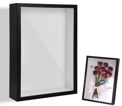 Marco de caja de sombra, caja de sombra 3D A4, marco de fotos profundo para mesa y pared, marco de fotos 3D de madera, caja de exhibición para manualidades, recuerdos, boletos de flores, medallas