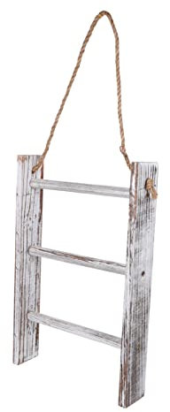 Cabilock Porte-Serviettes Mural en Bois Massif Multifonctionnel Blanc Lave-Linge, Échelle à Serviettes sans Perçage, Espace Aéré pour Salle de Bain Cuisine, Support