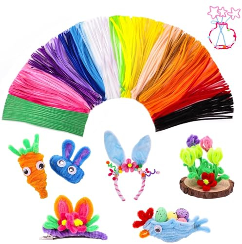 400 Pfeifenreiniger Basteldraht, 20 Farben, 30cm, Chenilledraht Bunt