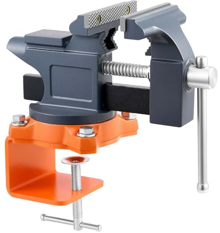 VEVOR Morsa da Banco Portatile con Base Girevole, Morsetto da Banco Rotante a Sgancio Rapido 114,3 mm, Struttura in Ghisa, per Lavorazione di Legno Metalli, Foratura e Segatura, Taglio di Condotti
