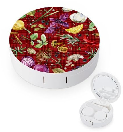 fkgvwo Contact Lens Case Red Black Fruit Contact Lens Holder Box Container Soak Storage Kit
