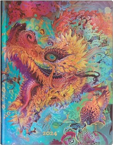 Paperblanks Flexi 12-Monatskalender 2024 Humming Dragon, Day-at-a-Time - Ultra (230 x 180), Deutsch