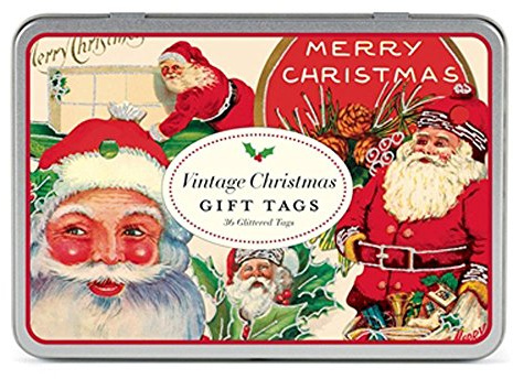 Cavallini Glitter Gift Tags Vintage Christmas, 36 Assorted Gift Tags