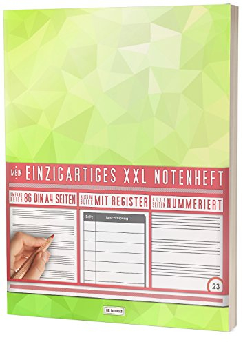Mein Einzigartiges XXL Notenheft: 86 Seiten, 44 Blätter, 12 Systeme / Mit Register und Seitenzahlen / DIN A4 Soft Cover / PR301 Neon Green
