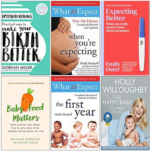 Hypnobirthing, What to Expect When You're Expecting, Expecting Better, Baby Food Matters, What to Expect The 1st Year, Truly Happy Baby ... It Worked for Me 6 Books Collection Set