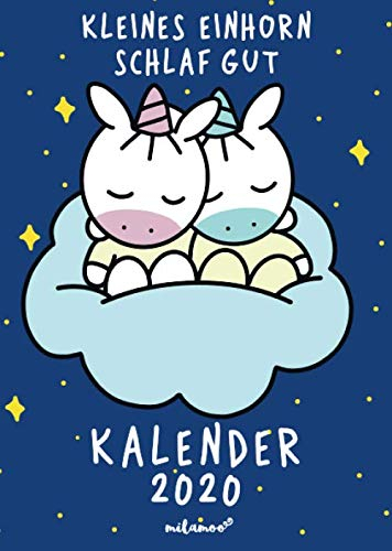 milamoo Kalender 2020 Kleines Einhorn Schlaf Gut: Taschenkalender Wochenplaner Familienplaner 2020 Din A5 mit Mondkalender, Geschenkbuch Mein Baby und ... - Motiv Einhörner Mila und Moo auf Wolke