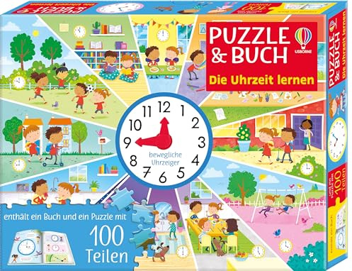 Puzzle & Buch: Die Uhrzeit lernen: enthält ein Sachbuch mit vielen Fakten und ein Puzzle mit 100 Teilen mit bewglichen Zeigern – für Kinder ab 6 Jahren (Puzzle-und-Buch-Reihe)