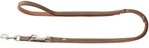 HUNTER PORTO Verstellbare Hundeführleine, Leder, nachhaltig, 1,5 x 200 cm, tabak/cognac