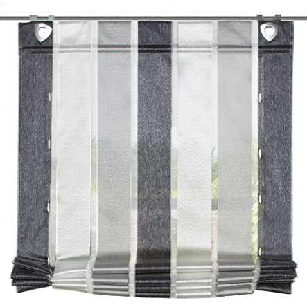 Home fashion 091/036-8007 130X0080 Bändchenrollo Längsstreifen, Stoff, anthrazit, 130 x 80 cm