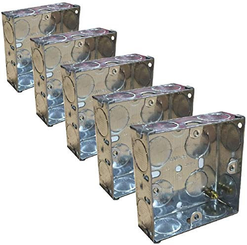 5 x Single Metal Back Box 25mm Flush Wall Pattress / 1 Gang Electrical Sockets