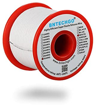 BNTECHGO 30 Gauge Silicone Wire Spool 100 ft White Flexible 30 AWG Stranded Tinned Copper Wire