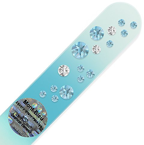 Mont Bleu Handgefertigte Glasnagelfeile von Hand dekoriert mit crystals from Swarovski - Tschechische Kristallnagelfeile - Echtem gehärteten Glas