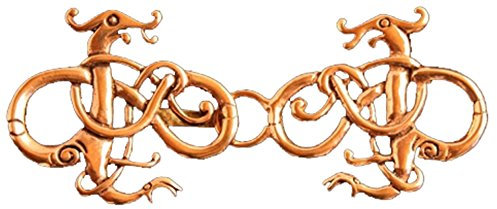 Battle-Merchant Wikinger Gewandschließe Zwei Drachen aus Bronze Mystische Brosche Wikinger Gewandschmuck Fibel LARP