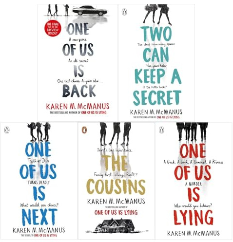 Karen M McManus 5 Books Collection Set (One Of Us Is Lying, One Of Us Is Next, One Of Us Is Back, The Cousins, Two Can Keep a Secret)