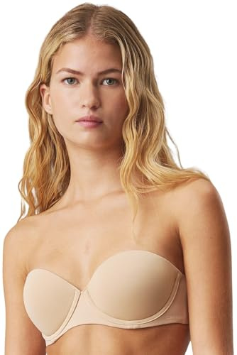 Calvin Klein Soutien-Gorge sans Bretelle Femme Push-Up, Beige (Bare), 90B