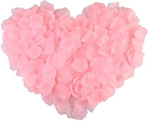 Happium 1000 bitar rosenblad, kronblad av konstgjorda sidenblommor Romantiska dekorationer, emulering av rosenblad för bröllopsdekoration, Alla hjärtans dag, Bekännelsedekoration, Festdekoration, Rosa