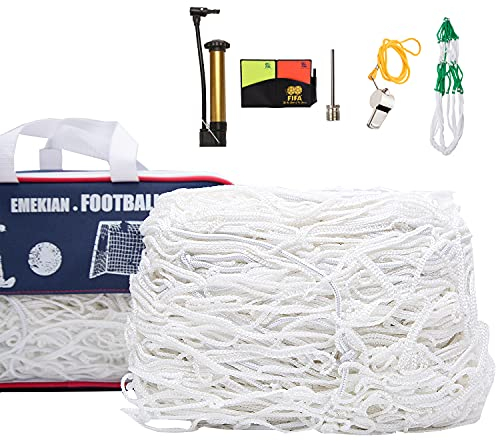 EMEKIAN 2 Stück FußBall-Ersatz-Tornetz, Schwerlast StrapazierfäHiges Polyester-FußBallnetz, Netz in Voller Größe Für Das Wettkampftraining, 5,5 M X 2 M (7v7), Enthält Keine Torpfosten