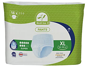 Medi-Inn Inkontinenz-Pants SUPER, diskreter Schutz & hohe Saugstärke, mit elastischem Bund, Vorteilspack: 4 x 14 = 56 Stück (Größe XL)