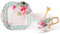 fanquare Taza y Plato de Té Flores, Juego de Taza de Té y Café Vintage, Taza de Café de Cerámica para el Té del Desayuno por la Tarde, Verde