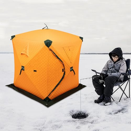 Freistehend Angelzelte,Ice Lake Fishing Shelter Zelt Freistehendes Mit DREI Schichten Baumwollisolierung,Faltbare Design isoliertes Zelt w/Handtasche,1-2 Menschen Outdoor-Eisangelzelt