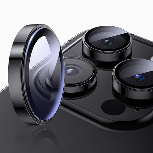 Muigi Camera Lens Protector for iPhone 15 Pro Max/15 Pro,[3+1Pack] HD Glass [Keep Original Shooting] Shatterproof 9H Tempered Glass Camera Screen Metal Ring Cover Film Accessories Black Titanium