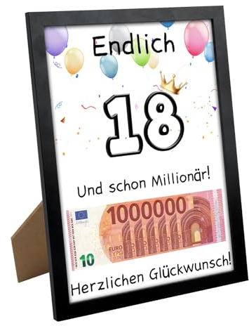 Tutukyle Fotorahmen Personalisiertes Geldgeschenke Geschenk 18, Geschenk Deine erste Million, Lustige Geldgeschenke Verpackung, 18ter mit Bilderrahmen, Geburtstagsgeschenk für Junge & Mädche